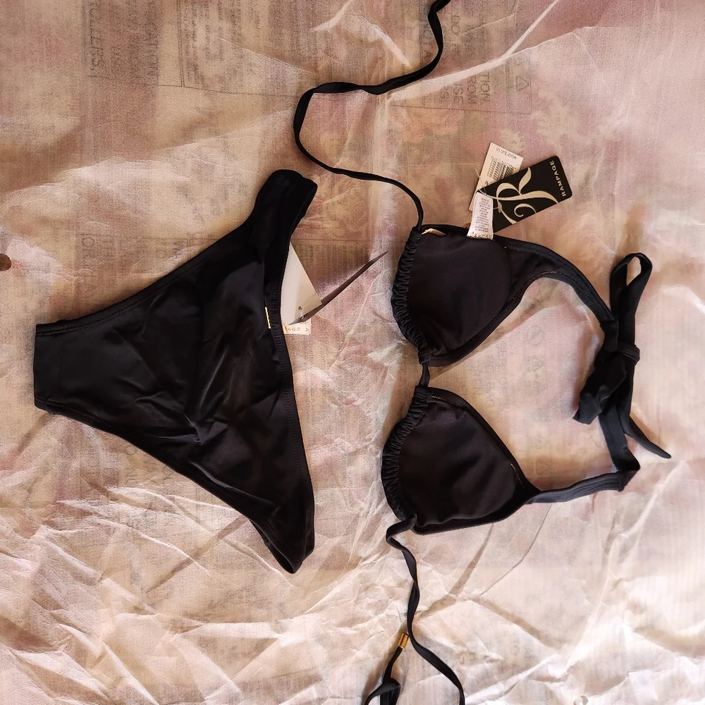 NWT*Rampage 2-pc Black bikini w/metallic accents* sz M